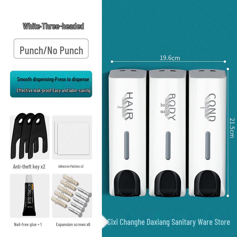 Dual-Head Wall-Mounted Soap Dispenser for Hotels and Guest Houses