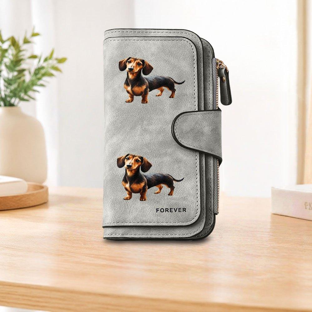 1pc Dachshund Print Long Zipper Wallet, Large Capacity Card Holder, Unisex Clutch Bag, Fashionable Zipper Coin Purse, Suitable for Daily Use, A Great