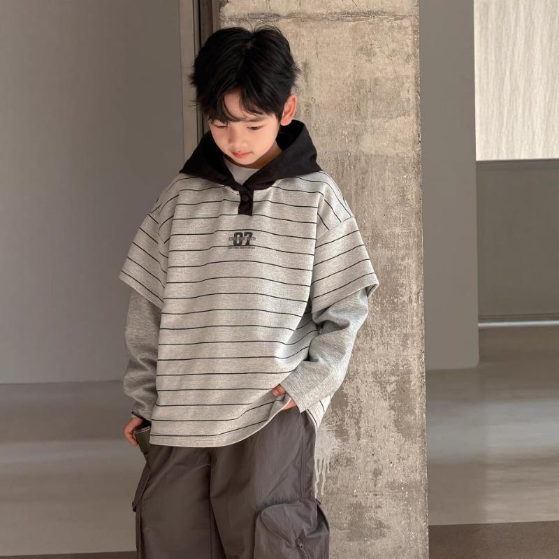 Boy S Striped Hoodie Long Sleeve Casual Sweatshirt For Big Kids