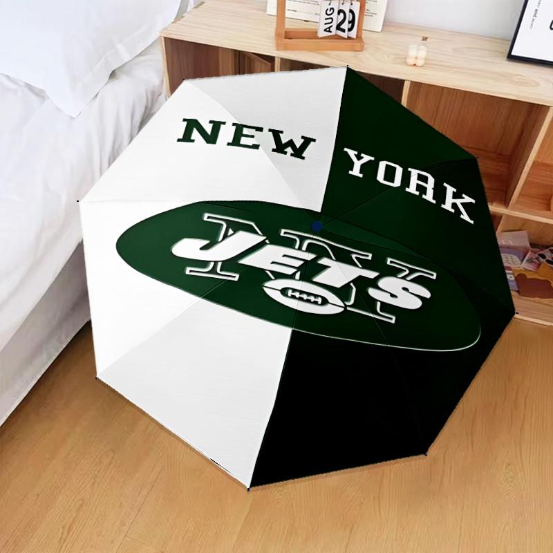 Jets Football Umbrella Folding Umbrella, Automatic Umbrella 8-Frame for Travel, Camping Use Gift for Halloween Christmas