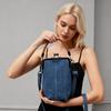 Denim Crossbody Phone Pouch Women Kiss-Lock Purse Retro Handbag with Top Handle Adjustable Shoulder Strap Crossbody Purse for Gatherings Parties