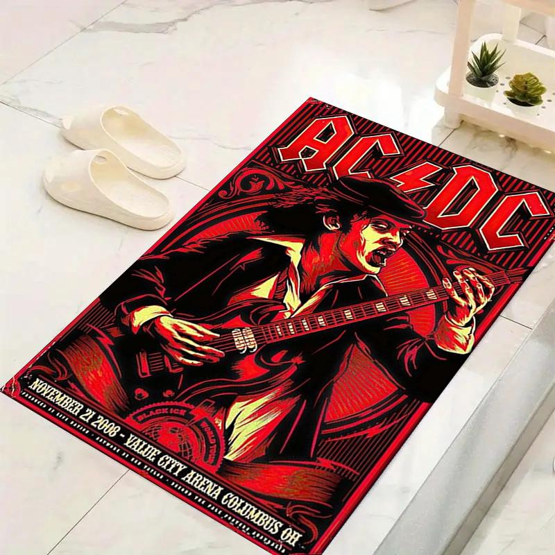 1Pc Acdc Concert Poster Rug, Office Carpet Indoor Outdoor Doormat, Non-Slip, Comfortable, Living, Christmas Halloween, Xmas Gift L1394