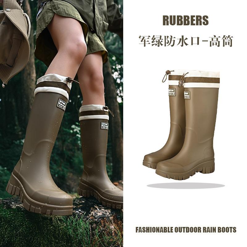 Mountain women's rain boots waterproof bundle pull rope women's boots outdoor camping stream water boots commuting fashion rubber shoes wading boots