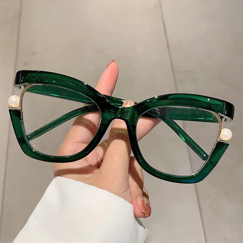 Vintage Fashion Rainbow Pearl Cat Eye Optical Glasses Frame Women For Female Glasses Luxury Brand Designer Popular Eyewear Frame