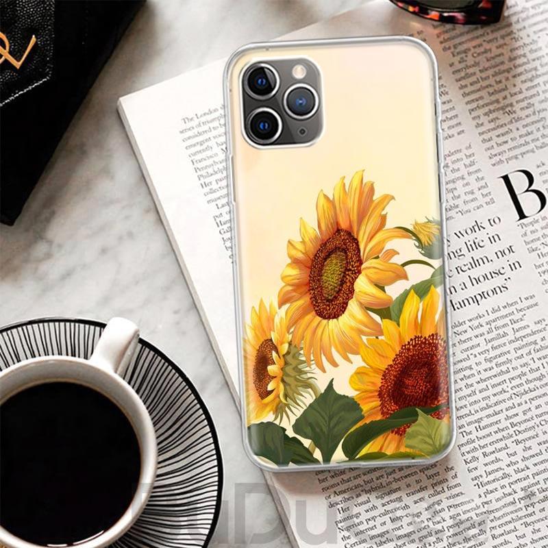 Beauty Yellow Sunflower Print Cover For iPhone 16 15 14 13 12 11 Pro Max Apple Phone Case X XS 7 Plus 8 + Art Customized Print S