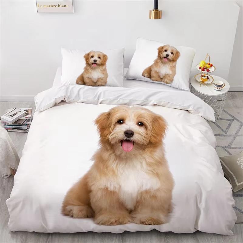 Cute Dogs Duvet Cover Pet Dog Funny Animal Bedding Set 3D Print Puppy Comforter Cover Pillowcases Full King For Kids Teens Decor