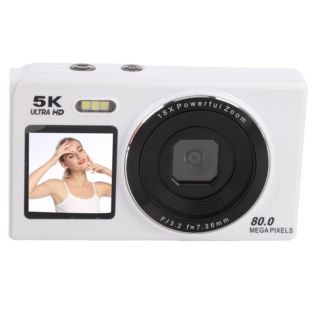 5K Dual Screen Digital Camera 18X Zoom 80MP WiFi Vlog Photography Camera AF Auto Focus with 32GB Memory Card