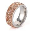8mm Fashion Zircon Inlaid Gradient Ring for Women Men Stainless Steel Exquisite Ring Jewelry Party Birthday Gift Wholesale