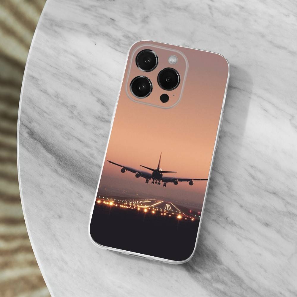 Airplane Art Plane Case For iPhone 17,11,12,13,16,14,15,Pro,Max,Plus,X,XS,XR,SE,Mini Transparent Soft Silicone