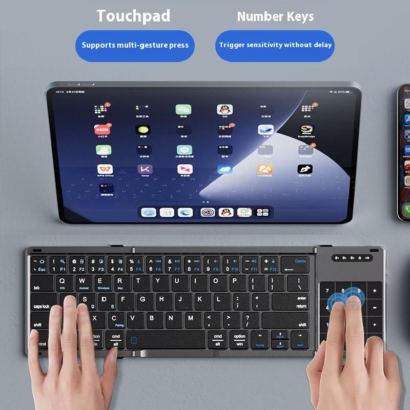Tri-fold Keyboard Wireless Bluetooth Foldable Small Keyboard Suitable for Desktop Computers and Notebooks