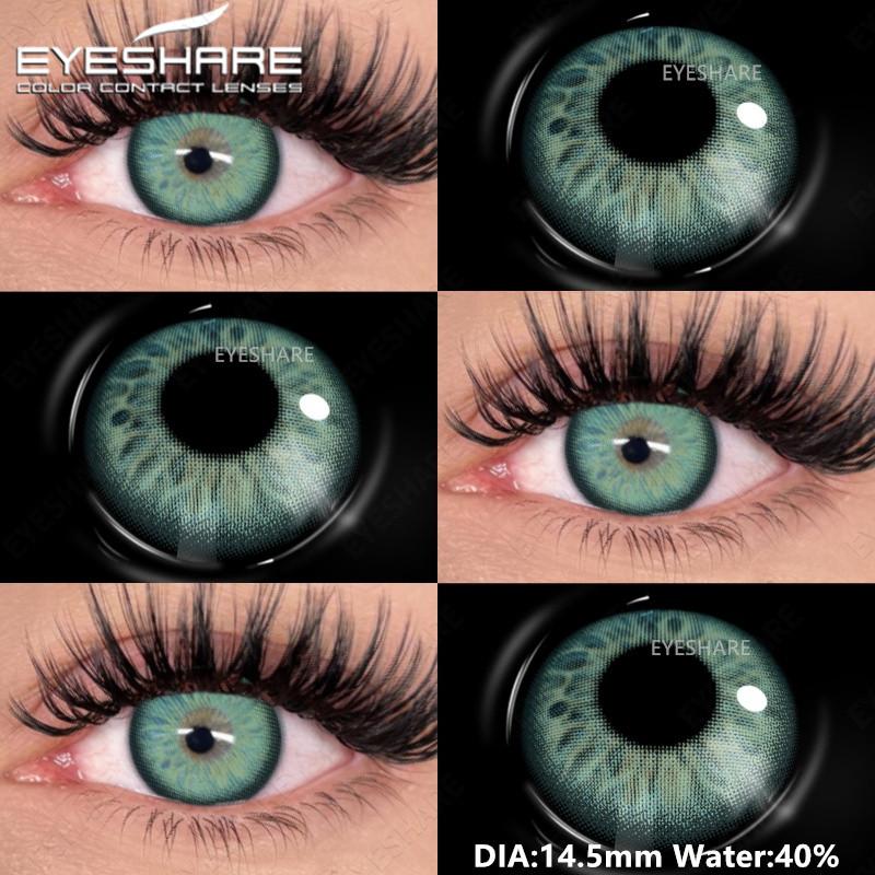 EYESHARE 1 Pair Fashion Colored Contact Lenses for Eyes Black Pupils Blue Green Cosmetics Yearly