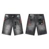 Purple Jeans Streetwear Loose Fit Denim Shorts Men Women Mid-Rise Straight Cut With Embroidery Stone Wash