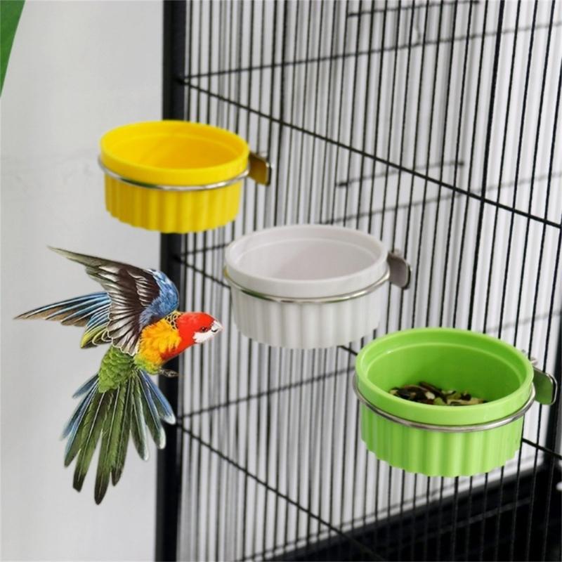 Detachable Bird Feeding Dish Cup,Bird Cage Water Bowl,Parrot Food Bowl with Clamps Holders Birdcages Coops Water Feeders