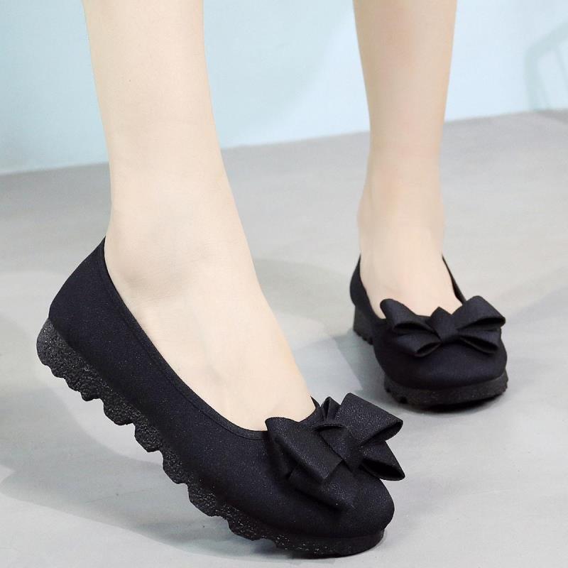 Polyurethane Sole Old North Cloth Shoes Women's Single Shoes Doudou Shoes Black Work Shoes Flat Sole Maternity Shoes Mother Shoes Large Size