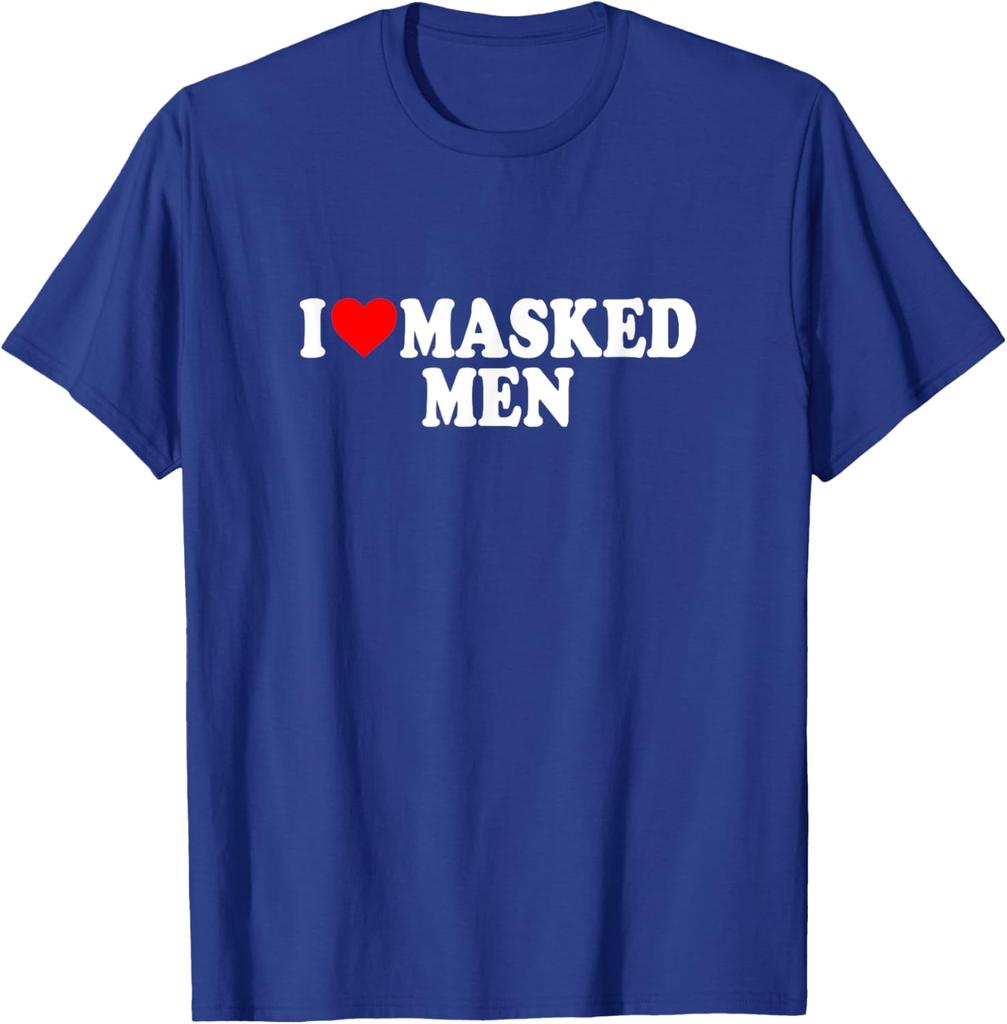 I Love Masked Men Graphic T-Shirt Funny Booktok Themed Casual Short Sleeve Crewneck Tee