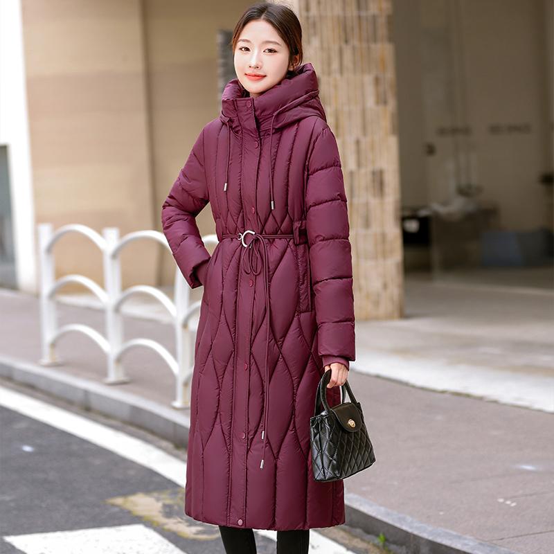 

Осень Зима Утолщенная Теплая Парка Женская Повседневная Однотонная Большой Карман Приталенная Длинная Куртка Верхняя Одежда XXXL красный