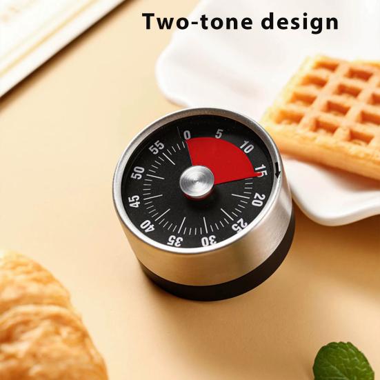 Magnetyczny Wizualny Minutnik Kuchenny Mechaniczny Zegar Odliczający Stal Nierdzewna Głośny Alarm do Gotowania Pieczenia Nauki Łatwy do Odczytania Cyferblat 0-60