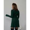 New Fashion Long Sleeve Hip-wrapped Lace-up Dress Crew Neck Slim Fit A-line Party Short Dresses Elegant Solid Color Casual Simple Sexy Clothing
