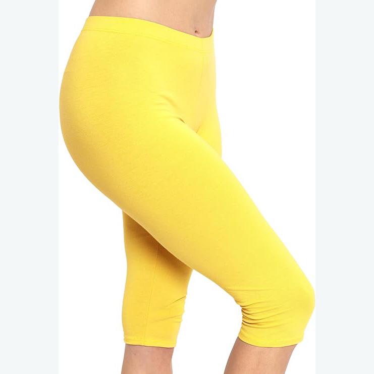 

Women s Knee-Length Yoga Leggings with Elastic Waist, Cotton-Spandex Blend, Hip-Lifting, Plus Size Medium