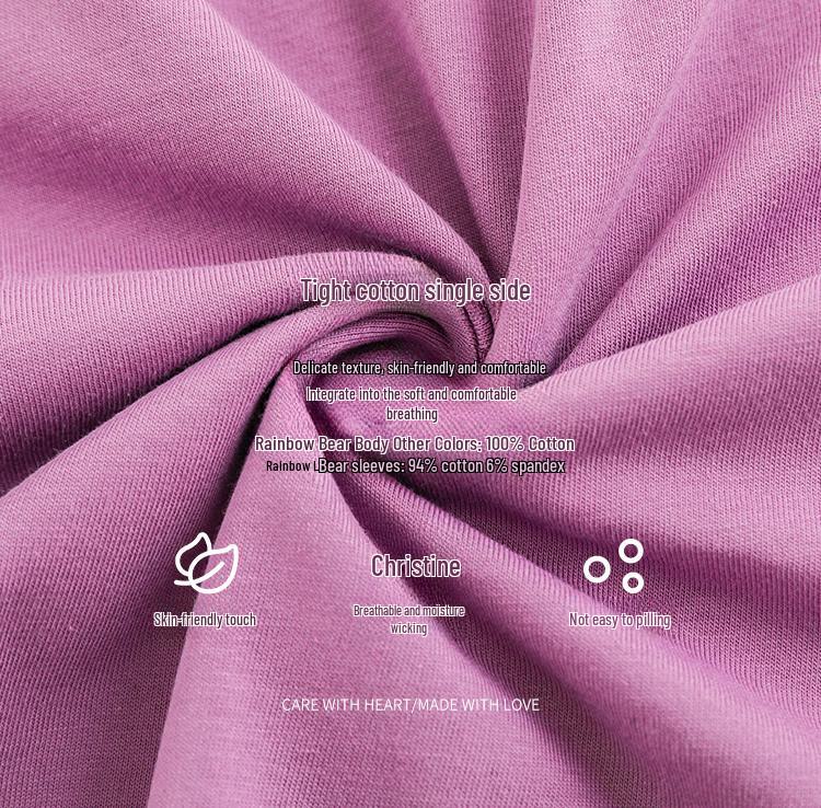 Wulibu Girls' Cartoon Print Faux Two-Piece Ribbed T-Shirt - Cute, Casual Spring 2025 Trend.