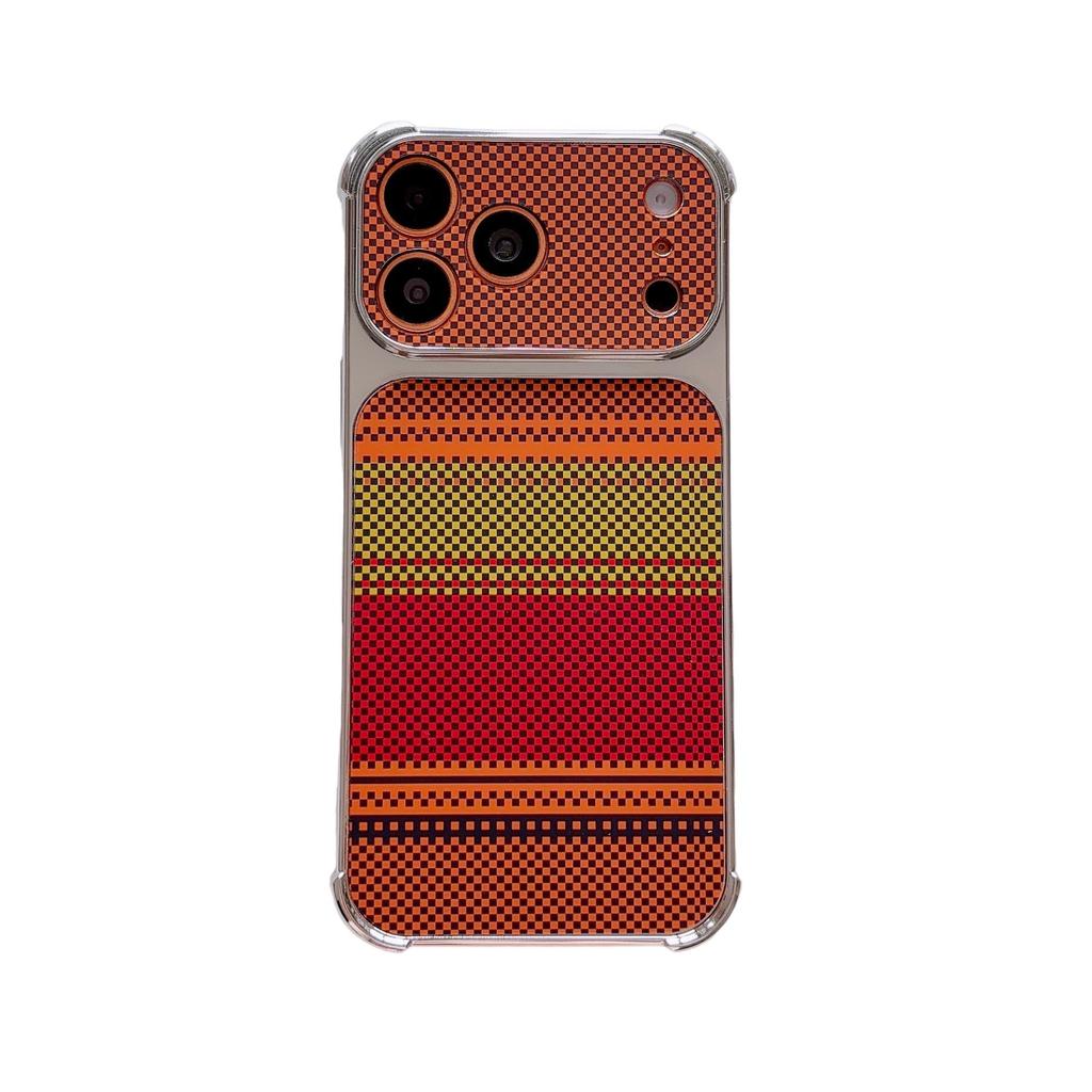 Applicable To Apple 17promax Fiber Pattern Mobile Phone Case iPhone16 Four-corner Electroplating Airbag Anti-drop Soft Case
