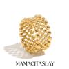 MamacitaPlay 316L Stainless Steel Mesh Hollow Out Ball Ring 18K Gold Plated Waterproof Jewelry For Women Trend Everyday Wear