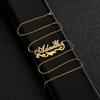 Atoztide Trendy Custom Frosted Name Letter Necklace Stainless Steel Personalized Crown Zircon Pendant for Women Jewelry Gift