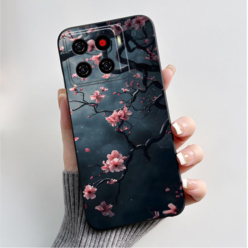 Printing Pattern Case For ZTE Blade A56 Z2473 Nubia A56 Soft Silicone Black Shell Cover For Blade A56 Pro Cute Flower Casing