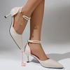 Plus Size Pointed Toe Stiletto Sandals with Pearls