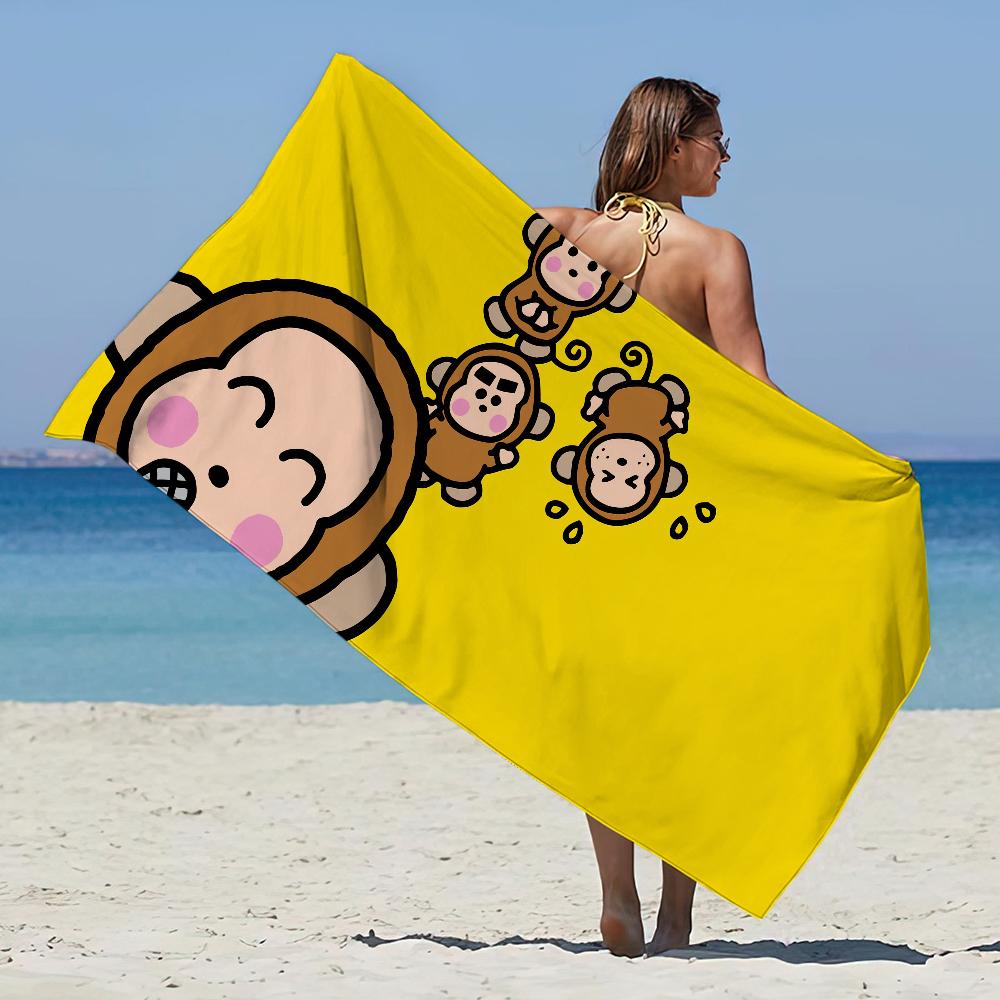 Cartoon M-Monkichis Towel Beach Towel Oversized Quick Dry Towel Absorbent Soft Swim BeachTowels for Men Women