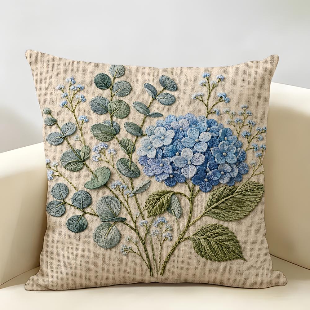D Dmuchawiec Polny Kwiat Boho Botaniczny Poszewka na Poduszkę Naturalna Bawełna Organiczna Dwustronny Druk Wystrój Pokoju Sofy Poszewka 45cmx45cm(18x18Inch)