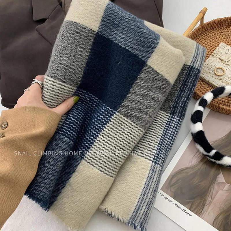 Winter Imitation Cashmere Scarf Korean Fashion Plaid Ladies Scarf Thick Warm Long Scarf Shawl