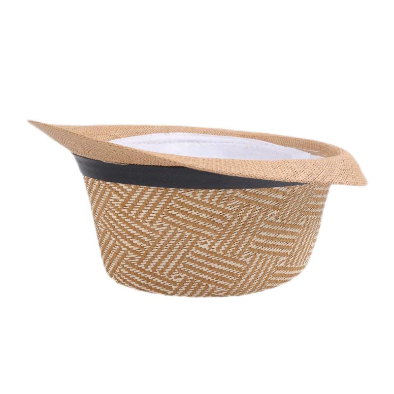 2025 New Korean Trendy Sun Hats British Top Hat Women's Men's Grometric Straw Hat Belt Jazz Hats Couple Beach Hat Fedoras Cap