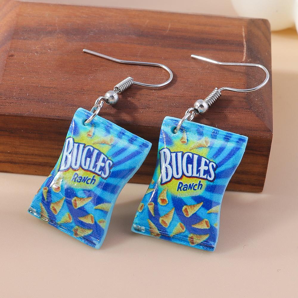 Fashion Women Girls Earrings Cute Resin Simulated Food Snacks Potato Chips Earrings Handmade Party Jewelry Gifts