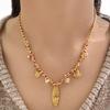 Gold Copper Fish Pendant Necklace Adjustable Braided Cord Jewelry Bohemian Oceanics Theme for Women