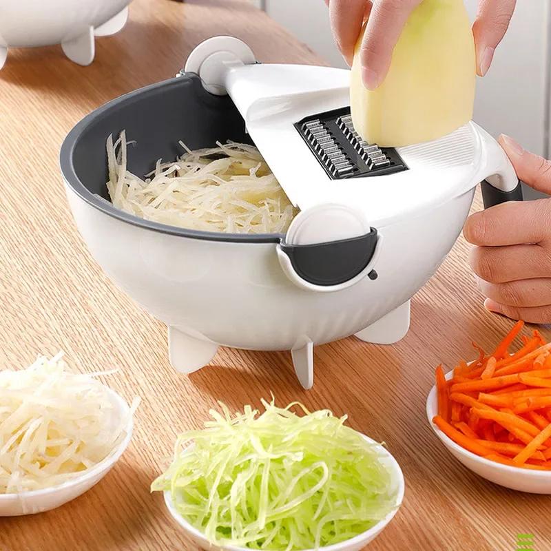 Multifunctional Vegetable Slicer Cutter Chopper Fruit Strainer Basket  Spiralizer Grater Food Peeler Shredder