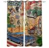 Bedroom Kitchen Curtain Vintage Classic Antique Car Retro Window Curtains for Living Room Decorative Items