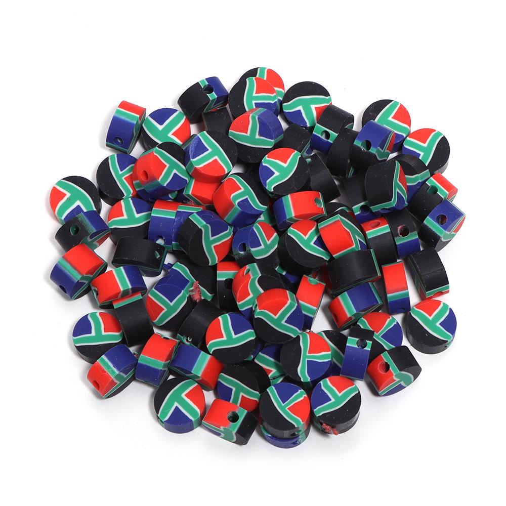 50 Stück 9 mm Polymer Clay Flache Runde Perlen Nationalflagge Lose Abstandshalter Perlen Für DIY Handgemachte Armbänder Ohrringe Herstellung Zubehör