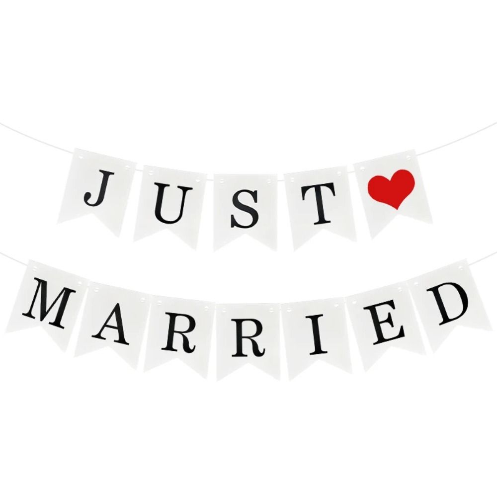 

Баннер-гирлянда «Только что поженились» Белая бумажная гирлянда Новый баннер с буквами Принадлежности для украшения вечеринки B