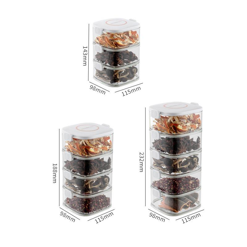 Stackable Airtight Spice Containers with Lid PET Material BPA-Free Storage Jar for Kitchen Removable Seasoning Boxes for Spices