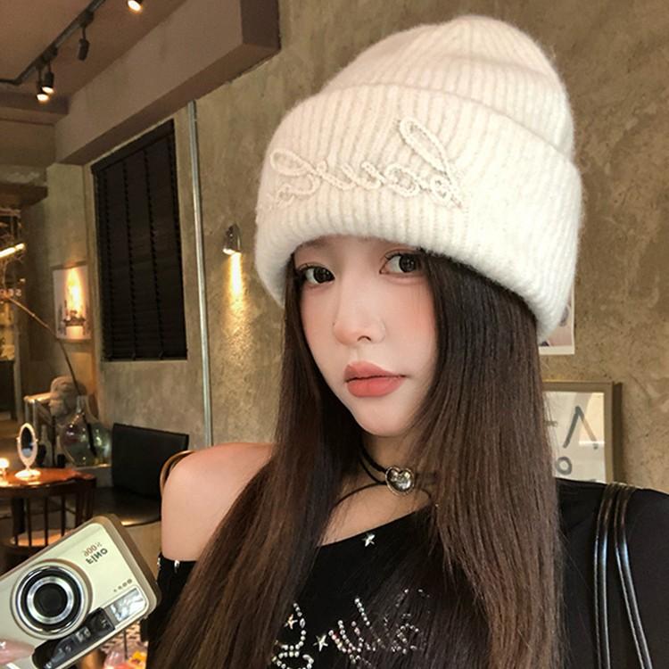 Spring and Autumn big head circumference showing face small wool hat woman