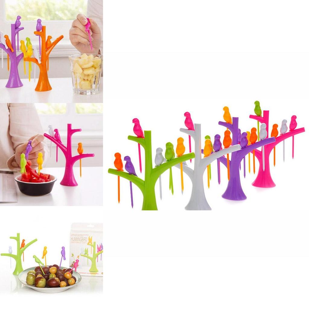 Adorably Designed Treetop Bird Fruit Fork With Vibrant Colors And Practical Use