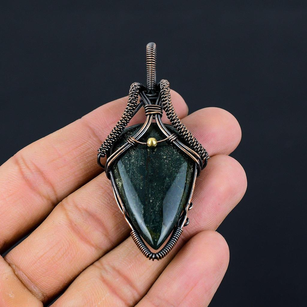 Krvavý kámen drahokam z čistého měděného drátu zabalené ručně vyráběné šperky dárkový přívěsek