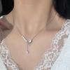 S925 Sterling Silver Collarbone Necklace Link Chain for Girls Summer Shell Pearl Moissanite Pendant Light Luxury Style
