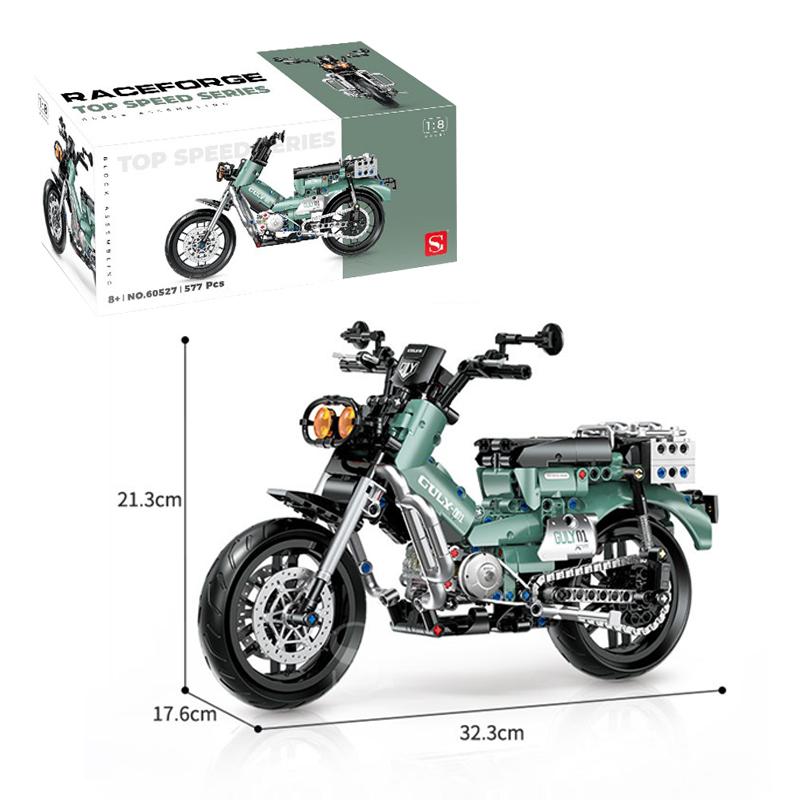 628PCS 1:8 Vintage Motorcycle Building Blocks Assembly Racing Motorbike Model Ornament Bricks Toys Children Boys Christmas Gifts