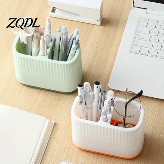 Cute Desk Accessories for Girls Desktop Pen Holder, Compartments Thickened Plastic Organizer, Macaron Compact Organizer Supplies Color Vertical