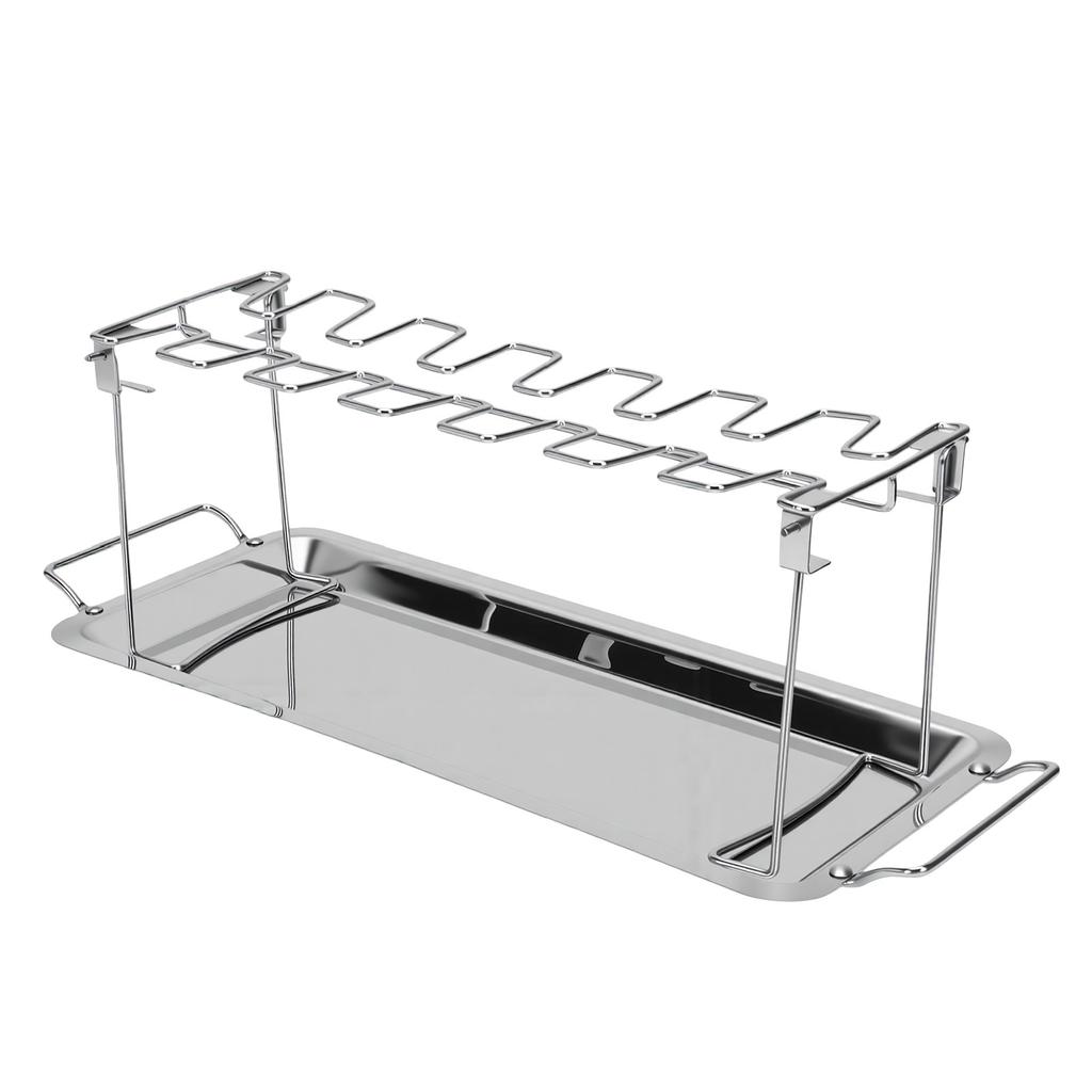 Chicken Leg Rack Detachable Foldable Stainless Steel Chicken Wing Rack with Drip Pan for Outdoor Household