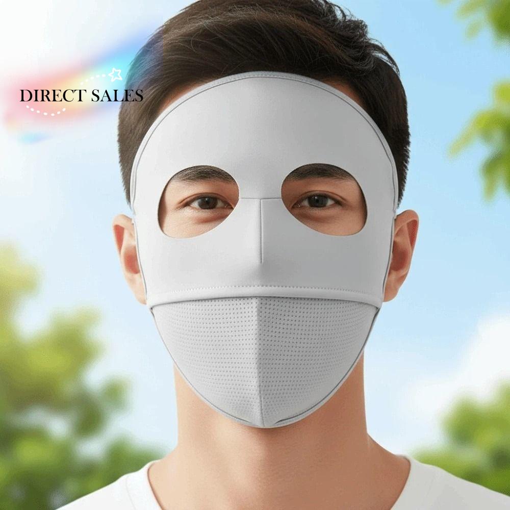 Face-Framing Polyester Sunscreen Mask Traceless Small Hole UV Protection Mask Solid Color Breathable Ice Silk Face Clothing Work