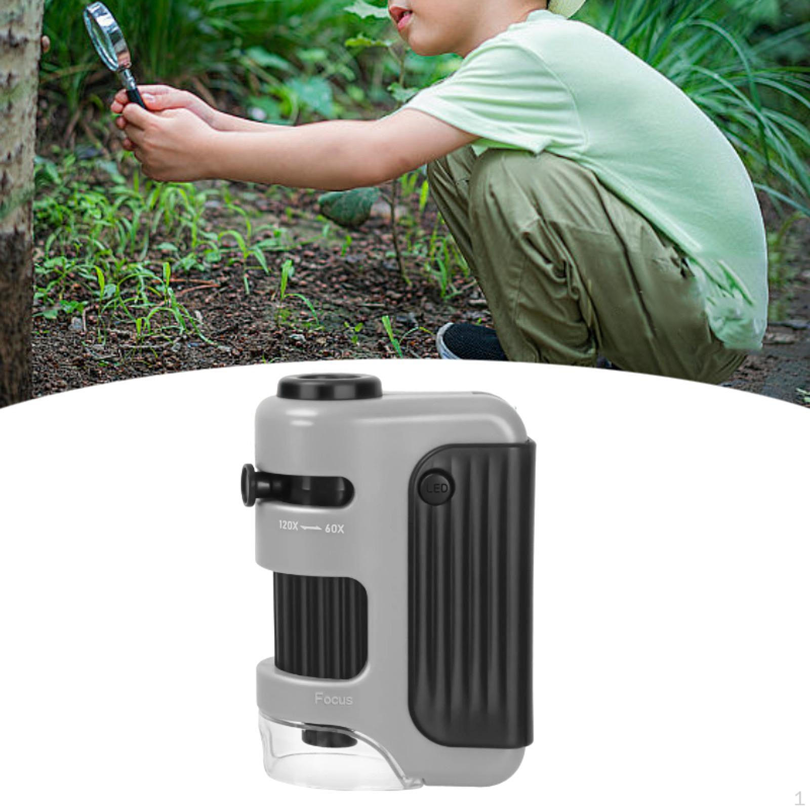 

Дитячий кишеньковий мікроскоп, освітня іграшка, науковий стебловий 60x-120x світлодіодний міні-приціл для хлопчиків і дівчаток