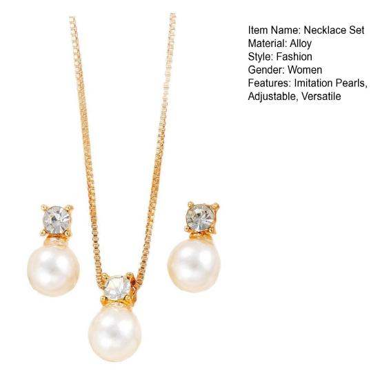 2 buc/set colier cu perle imitație cercei set reglabil extensie lanț culori strălucitoare set de bijuterii pentru femei